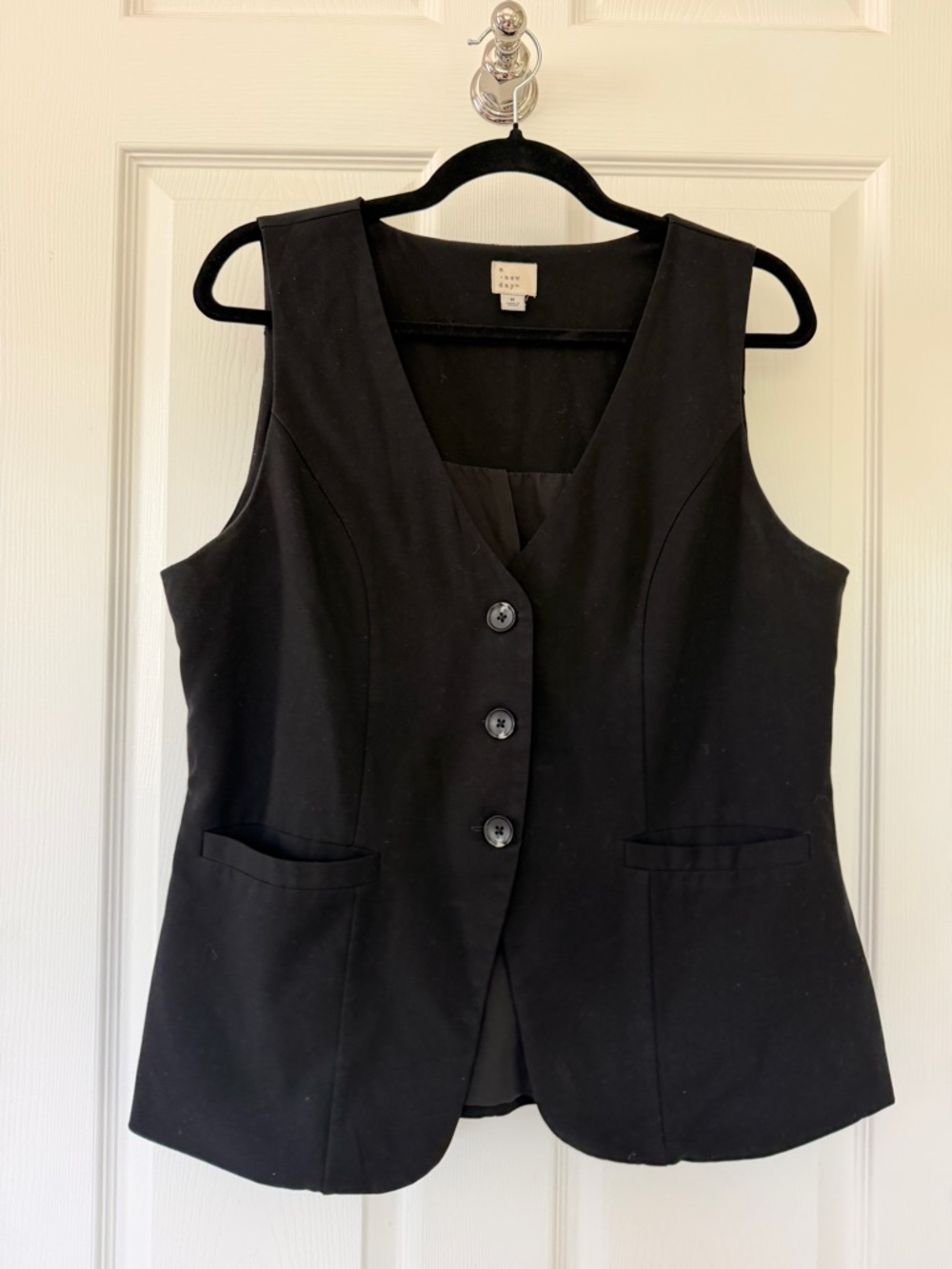a new day Black Womens Button-Front Vest